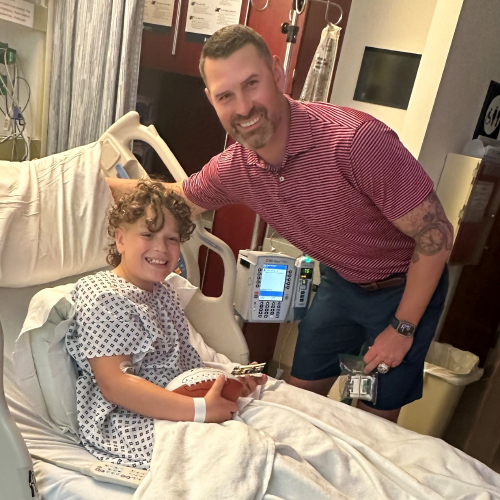 Chad Henne visits patients at Reading Hospital.