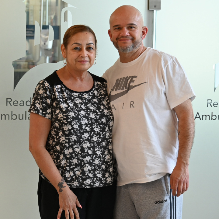 Carlos Encisco, stroke survivor, and his wife at Reading Hospital